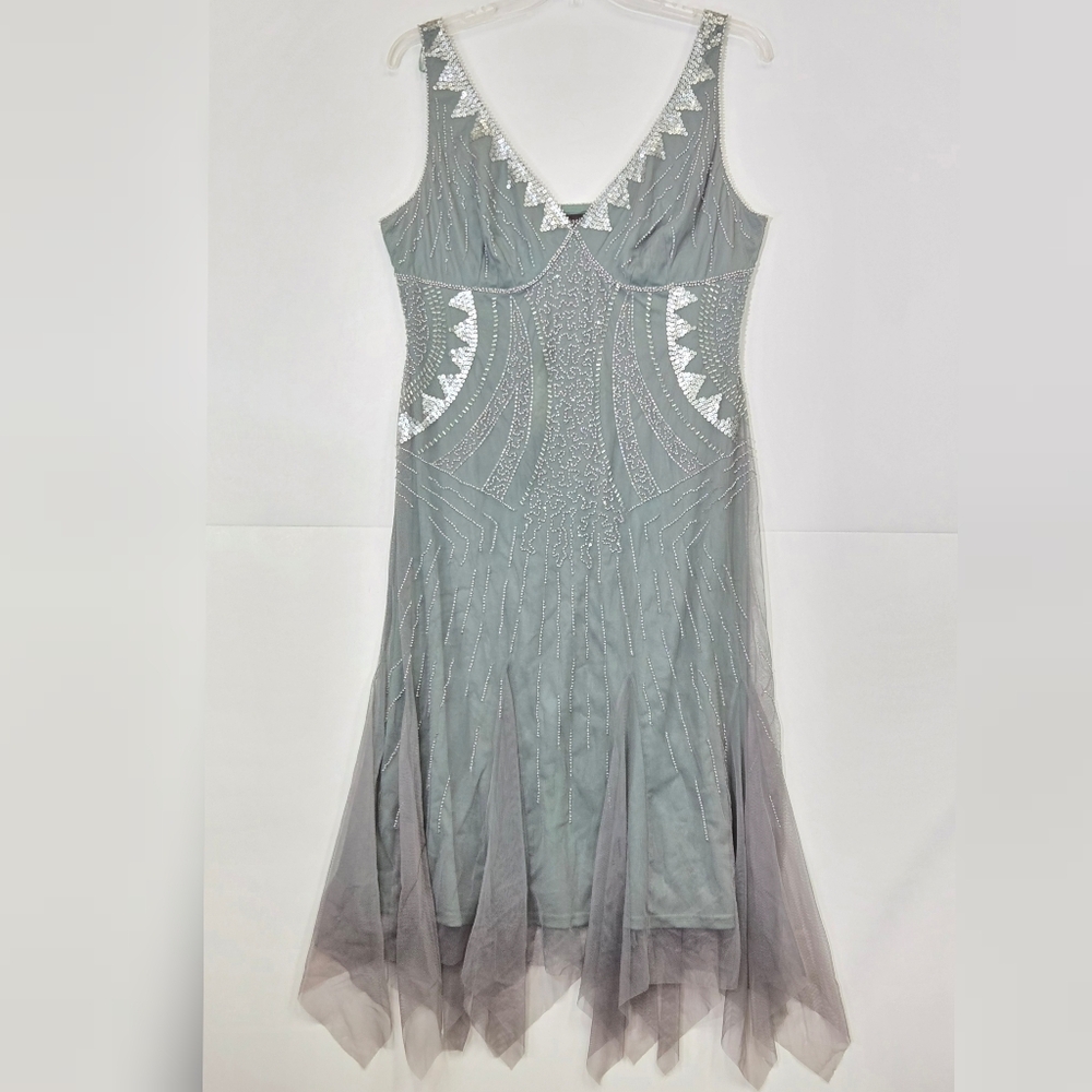 Principles Vintage Y2K Gray Sequin Nylon Tissue Hem Prom Party Dress sz L